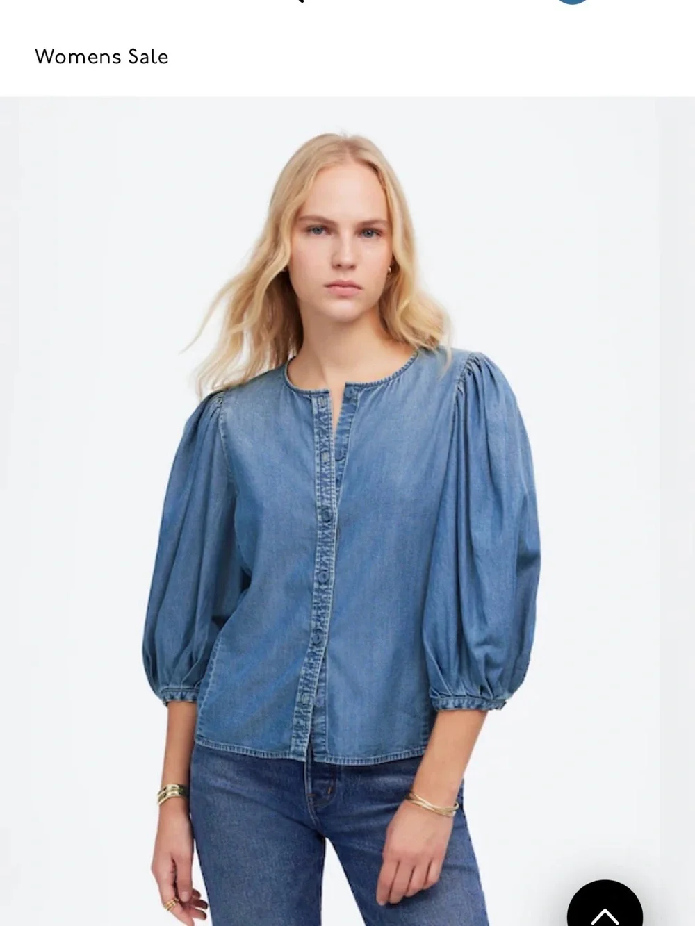 Madewell Blue Denim Puff-Sleeve Blouse